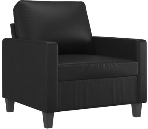 vidaXL Sessel, Sofa Relaxsessel mit gepolstertem Sitz Armlehnen, Fernsehsessel Loungesessel Metallgestell, Polstersessel Ruhesessel für Wohnzimmer, Schwarz Kunstleder