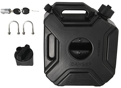 caapmony 5L Schwarzer Kraftstofftank für Auto & Motorrad, Ersatzbenzin-Öltank, Backup Jerrycan mit Schloss & Schlüssel
