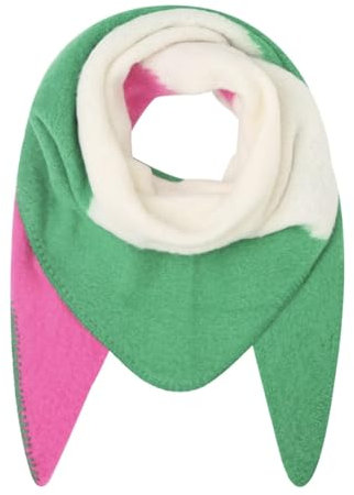 stylx Damen Schal XXL Dreieck Schal flauschig schal-tuch damen dicker dreieckstuch groß Wolle 3 FARBIG Farben kuschelig (Weiß/Grün)