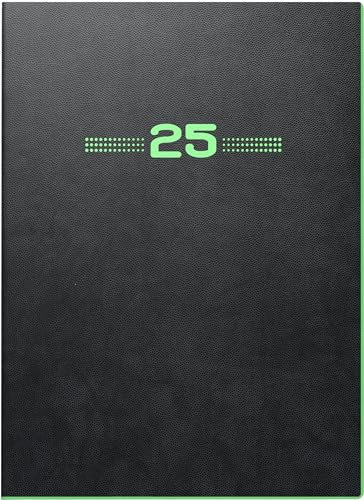 BRUNNEN Buchkalender Modell 796 (2025) „Neon“, 2 Seiten = 1 Woche, A5, 128 Seiten, PU-Einband, flexibel, schwarz