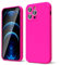 oakxco für iPhone 12 Pro Hülle Silikon Case mit Kameraschutz, Ultra Dünn Bunt Handyhülle Mädchen, Einfarbig Handy Hülle Slim Schutzhülle, Matt TPU Weich Gummi Glatt Silikonhülle Bumper, Neon Pink