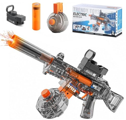 Wasserpistole Elektrisch Erwachsene, Automatische Wasserspritzpistole Kinder mit LED-Lichtern, Automatische Spritzpistole mit 26-32 ft Reichweite, Electric Water Gun Für Pool, Strand