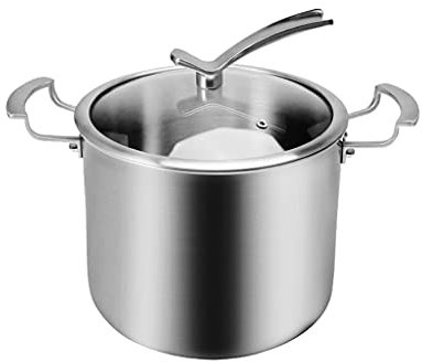 Olla de sopa Olla de sopa de acero inoxidable de grado alimenticio 316, resistente, olla de inducción, olla para guisar, olla para cocinar a fuego lento, olla para sopa con tapa transparente, ollas co