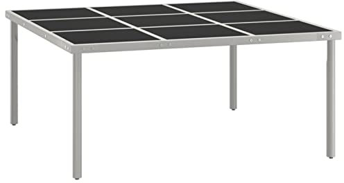 NOALED Garten-Esstisch 170 x 170 x 74,5 cm, Glas und Stahl, Garten-Esstisch, Grill-Gartentisch, Bistrotisch, Terrassentisch, Picknicktisch, Outdoor