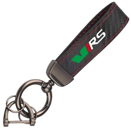 LMYSLCDW Auto Leder Schlüsselanhänger für VRS Kamiq Kodiaq Karoq RS Fabia,Legierung Auto Schlüsselanhänger Anti Verlust Schlüsselringen Anhänger Dekorative Accessoires,R
