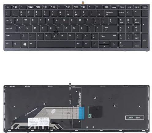 Pezzi di Ricambio WJH Laptop per HP ZBook 15 G3 17 G3 US Versione Tastiera con retroilluminazione e puntamento Tastiere sostitutive