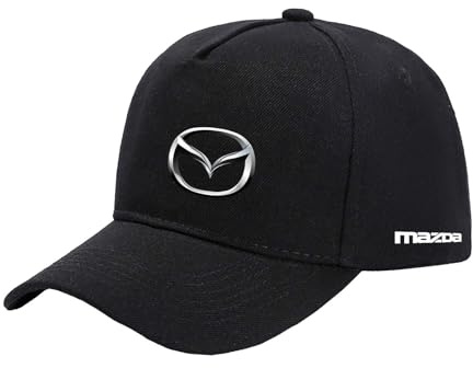 TGFQINAM Snapback-Mütze Für Herren Und Damen Trucker-Mütze Mit Grafik Für Mazda Bequeme Dad-Mütze Einfarbig Verstellbar Leicht Zu Reinigen Baseball-Cap Mit Loch-Black||One Size