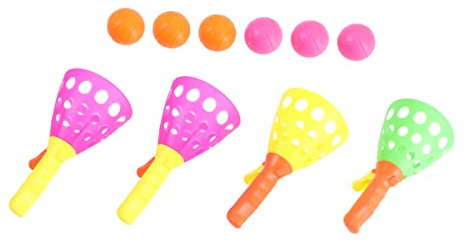 HONMEET 2 Pairs Set Bouncing Ball Catch Ball Toys Cup and Ball Game And Catch Launcher Ball Thrower Outdoor Toys for Outdoor Playset Out Door Toys Interactive Games Plastic