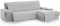 Textil-home MALU Chaise Longue Sofa Bezug, Schutz für Rechtsarm Gesteppte Sofas - sofaueberwurf L Form - Größe -240cm. Farbe Hellgrau (Vorderansicht)