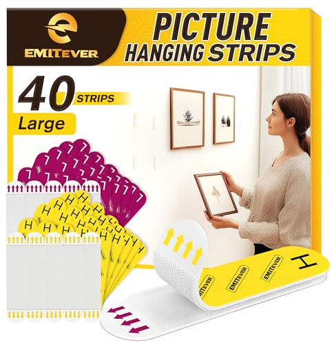EMITEVER Picture Hanging Strips Heavy Duty Picture Hangers for Wall 20Pairs