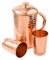 Pure Copper (99.74%) Hammered Water Jug with 2 Copper Cups | 1.5 Liter Pitcher for Ayurveda Health Benefits
