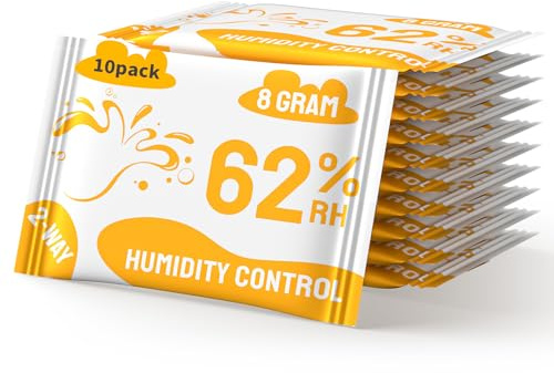 Régulateur d'humidité 2 voies 62% HR 8g, protège terpènes et arômes, pour la conservation des herbes jusqu'à 28g - 10 pièces