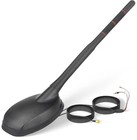 Eightwood FM/AM GPS Dachantenne Auto Radio Antenne Aktive Autoantenne mit Verstärker Auto Radio Amplifier 5M Verlängerung Kabel für Pioneer Blaupunkt Pioneer Clarion Alpine Digital Tuner