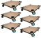 PROREGAL Mega Deal 6X Profi Transportroller mit 4 Rollen | HxBxT 11,5x50x50 cm | Traglast 150kg | Sperrholzplatte | Braun | Möbelroller Rollbrett Transporthilfe Roller Pflanzenroller