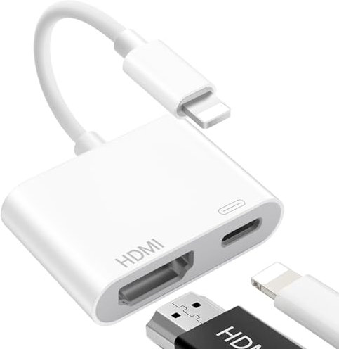 Oliveria Adaptateur Lightning HDMI,【MFI zertifiziert】 Adaptateur iPhone HDMI pour iPhone 14/13/12/11/XS/XR/8/7/iPad, Plug and Play