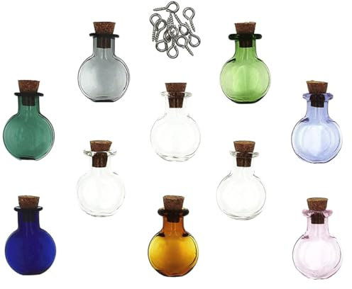 Alipis Lot De 10 Mini Bouteilles En Verre Coloré Avec Bouchon En Liège 2Ml Flacons Carrés Pour Décoration Mariage Fête Diy Rangement Cuisine