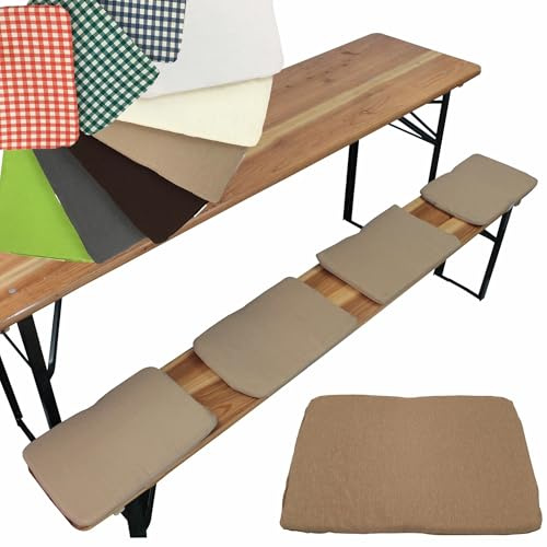 NYVI Bierbank Sitzkissen 36x25 cm NYVIGala 4er Set Beige - Komfortable Sitzpolster für Bierbänke - Bierbankkissen mit elastischer Klettband Befestigung - Polster Bierzeltgarnitur