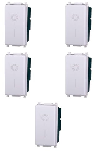 5x Interruttore 0-1, Moduli Bianchi, Compatibile Con Vimar Plana, frutti, interruttori, pulsanti, deviatori, dimmer, sensori, PIR, buzzer, Per Placche originali e compatibili