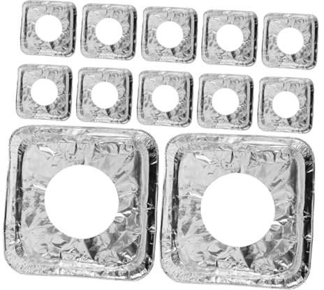 DOITOOL 50 Stück Gasherd ölbeständige Matte Herdabdeckungen für Gasherde Folie für Gasherd Sortimentszubehör Aluminiumabdeckung für die Küche Gasbrennerauskleidungen Aluminiumfolie Silver