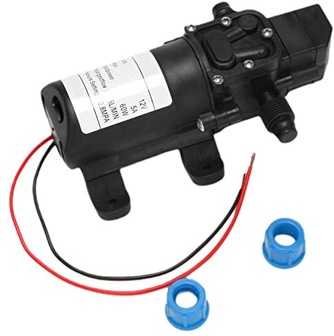 Cpolebev Black DC 12V 60W high-Pressure Mini Membrane Water Pump Automatic Shutdown 5L / min