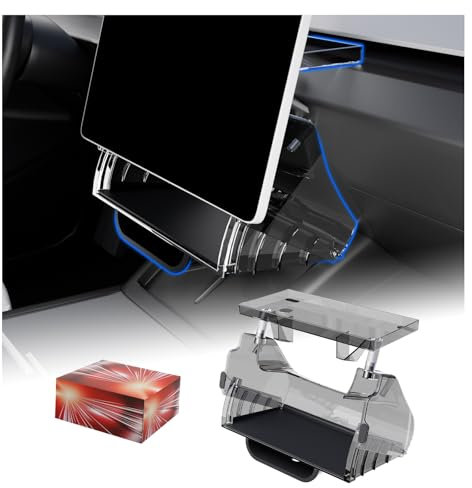 Klutchtech Hideable Under Screen Storage Organizer Compatible with Tesla Model Y Juniper 2025 2026/Model 3 Highland 2025-2024 Accessories Black (Not for Model Y 2020-2024/Model 3 2017-2023)