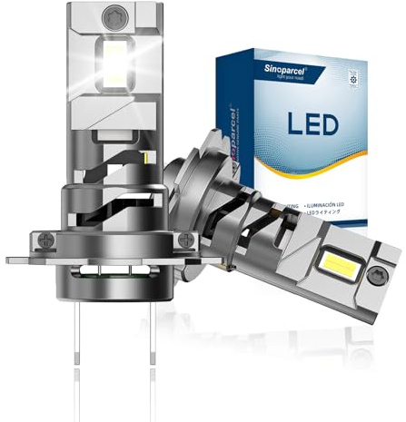 Sinoparcel H7 LED Ampoule, Feux de Croisement et Route, 2 Pc | Lampe Anti-erreur Homologué, Taille 1:1 Halogène Plug & Play, 6500K Blanc, Faisceau sans Tache Sombre