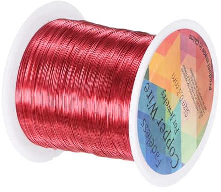 M METERXITY Filamento Per Gioielli Da 0.3 Mm, Filo Artistico In Rame 28 Gauge 100 M Per Creazione Gioielli/Coltivazione/Tessitura/Fai Da Te, Filo Metallico Morbido [100 M, Rosso]