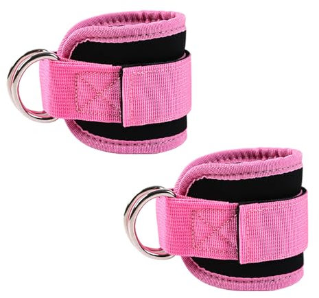 iCovalescent 2 Pezzi Cavigliere Palestra, Cavigliere Cavi Palestra, Cavigliera Sportiva Regolabile, Cavigliera Palestra, Adatto per di Allenamento Glutei e Esercizi Gambe(Rosa)