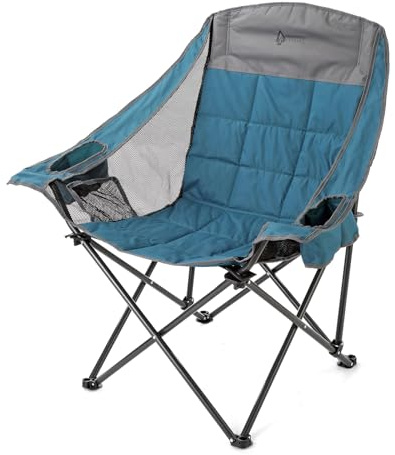 ARROWHEAD OUTDOOR Oversized Folding Camp Chair w/Adjustable Double Sized Cup Holder, Mesh Sides, Inner Pockets, Carry Bag, 300 LBS Weight Capacity