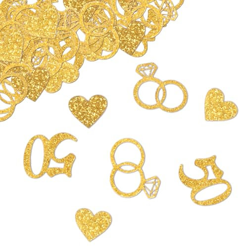 TUZELIYA Konfetti Goldene Hochzeit Deko - 100 Stück Herz Gold Dekoration für Goldene Hochzeit Deko, 50. Jahrestag Jubiläum Goldhochzeit Party Geschenke