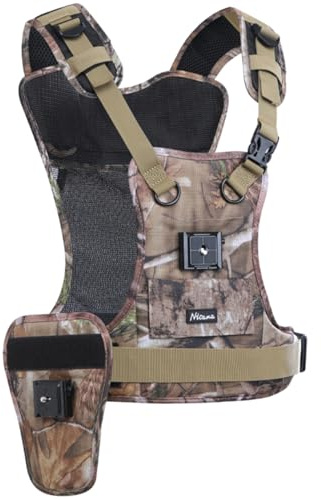 Nicama Dual Multi-Kameraträger Brustgeschirr Weste mit Montage-Hubs, Seiten-Holster und Sicherheitsgurten für Canon 6D 5D2 5D3 Nikon D800 D810 Sony A7S A7R A7S2 Sigma Olympus DSLR-Kameras