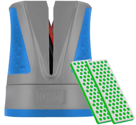 DMT SimpleSharp Blau Bundle Fein & Extrafein | Diamant Messerschärfer für rasiermesserscharfe Klingen mit perfektem Schleifwinkel | Schärft Messer beidseitig mit extraharten Diamant-Steinen