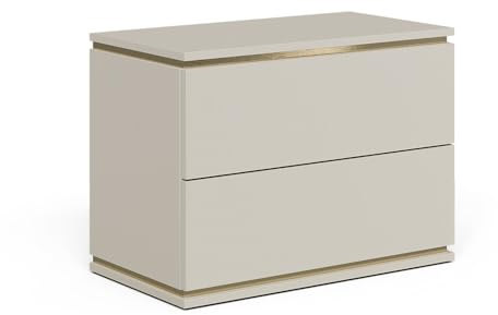 Vicco Nachttisch Linette, Cashmere, 66 x 48.6 cm | mit 2 Schubladen, Push-to-Open Mechanismus für geräuschloses Öffnen