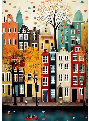 DPIDEA Diamond Painting, Diamond Painting Erwachsene Haus 5D DIY Diamant Malerei Runde Steine für Zuhause Dekor 30x40 cm