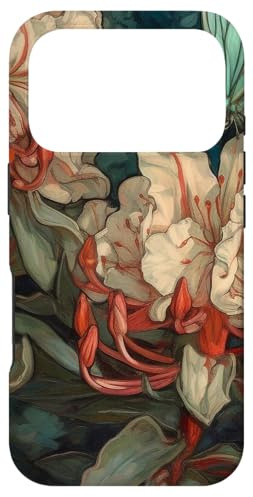 Van Gogh Style Floral Painted Rhododendron Flower Moth Case for iPhone 17 Pro