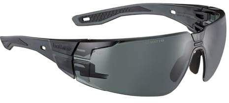 Bollé Rush 2.0 PLATINUM® Lite Schutzbrille mit rauchfarbenen Gläsern, strukturierten Bügeln und flexiblem Nasenstück, entwickelt zur Unterstützung von Augenschutz, Komfort und Haltbarkeit aus