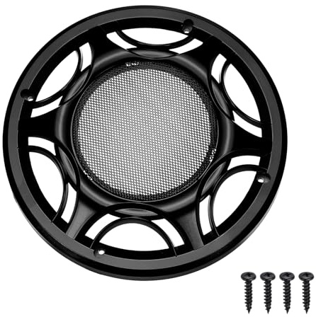 sourcing map Car Speaker Grills Cover, 8 Inch Round Metal Mesh Audio Speaker Cover Subwoofer Guard Protector Case ABS Frame with Screws for Car Audio Accessories, Black, Pack of 2