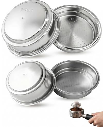 YIPFEN Filtro Caffè Espresso, Set da 2 Acciaio Inossidabile, Griglia Extra-Fine per Sedimenti Zero e Trazione Uniforme, Conserva Intensità e Gusto Autentico ogni Giorno