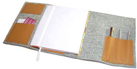 artistalista Kalender Organizer Kalenderhülle Hülle Einband Merino Wollfilz Filz mit Leder und Gummiband Farbwahl für Din A5 Buchkalender, Notizbuch, Buch