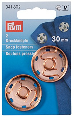 Prym - Rose Gold (30mm) Brass Sew-on Snap Fasteners - 2 Pieces