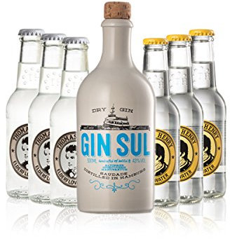 Gin Sul & Tonic Paket (1 x 0,5l) Bester deutscher Gin aus Hamburg und (6 x 0,2l) Tonic Water von Thomas Henry