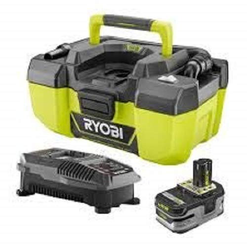 Ryobi One+ P1978N Aspirateur sec/humide sans fil lithium-ion 18 V avec kit de rangement d'accessoires, 1 batterie 3,0 Ah et chargeur