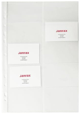 Pack of 20 Business Card Holder A4 Punched Pockets