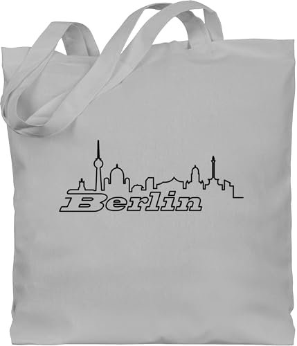 Baumwolltasche - Berlin Skyline - Unisize - Hellgrau - jutebeutel stadt berliner beuteltasche städte souvenir jute country souvenirs einkaufsbeutel silhouette baumwolle stofftasche stoffbeutel bags