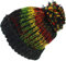LOUDelephant Wolle Gestrickte Beanie-Mütze Pudelmütze - Rasta, One Size