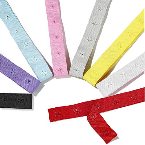 Snap Popper Tape Ribbon,Press Stud Fasten. 2.5cms Spacing Distance Fastening Trim.8 Colours Pastel and Brights;Black or White. Apparel,Duvet,Curtains Neotrims UK. White, 1 Yard