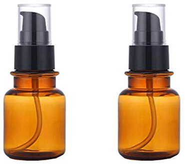 2PCS 80ML/2.7OZ Amber Plastic Empty Pump Bottles Refillable Cosmetic Remover Oil Container Makeup Sample Case Storage Reusable Facial Care Vessel Emulsion Dispenser for Emulsion Essence Body Wash