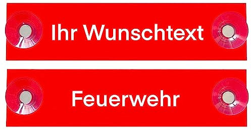 Hinweis Schild Saugnapfschild Feuerwehr Gravur Rot Kunststoff 200x50mm (Feuerwehr)