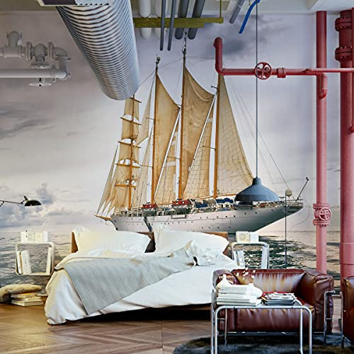 Muralo Fabelhafte Vlies Fototapete 360x240 Wohnzimmer Segelschiff Schiff 3D Moderne Tapete Gästezimmer Schlafzimmer Wandbilder Wandtapete XXL Luxus Abstrakt Br. 360 cm x Hö. 240 cm