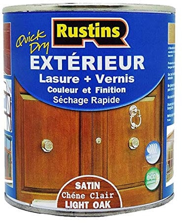 Rustins – Exterior de laca + barniz para madera – secado rápido – roble claro acabado satinado – 15 m²/L 500 ml (ESLO500FR)